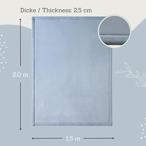 Hakuna Matte CloudSoft Baby Play Mat for Floor 60" x 80" Blue – Coral Velvet Memory Foam Rug for Crawling & Cozy Play – Non-Slip, Water-Resistant, Easy-CareTummy Time Mat, Playmat for Playpen - Image 2