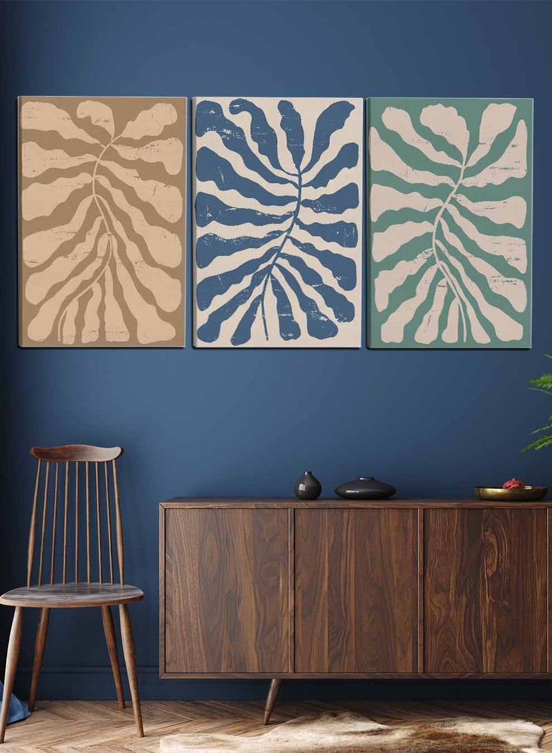 LOWHA Set Of 3 Framed Canvas Wall Arts Stretched Over Wooden Frame, Boho Twigs Flowers Leaves Paintings, For Home, Living Room, Office Decor - Image 3