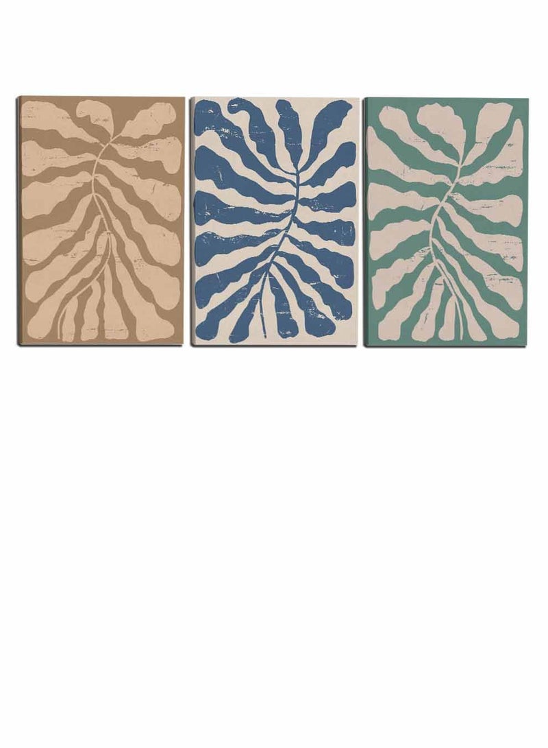 LOWHA Set Of 3 Framed Canvas Wall Arts Stretched Over Wooden Frame, Boho Twigs Flowers Leaves Paintings, For Home, Living Room, Office Decor - Image 4