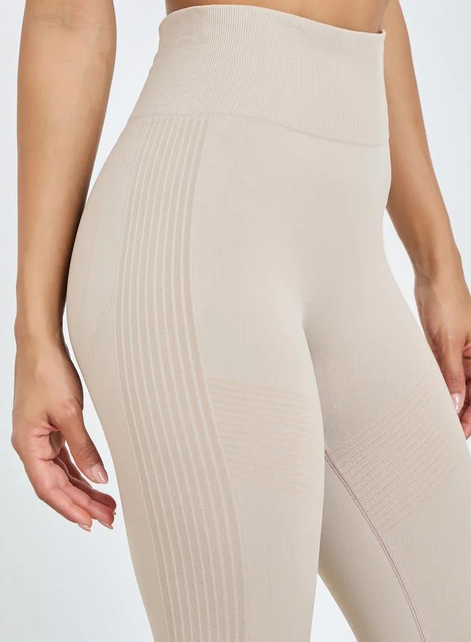Styli Active  Beige Seamless Back Scrunch Leggings for Women | Best Price UAE
