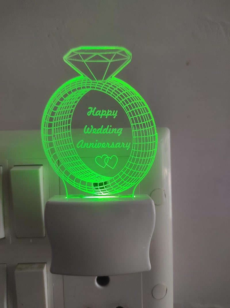 UNJIYA HAPPEY Wedding Anniversary Design Acrylic LED Lamp Multicolor Auto Change (Pack of 1) - Image 2