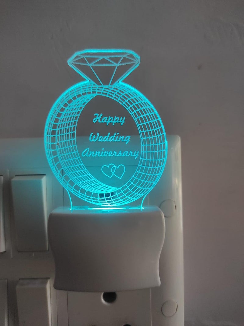 UNJIYA HAPPEY Wedding Anniversary Design Acrylic LED Lamp Multicolor Auto Change (Pack of 1) - Image 1