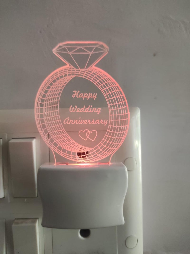 UNJIYA HAPPEY Wedding Anniversary Design Acrylic LED Lamp Multicolor Auto Change (Pack of 1) - Image 3