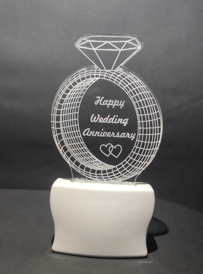 UNJIYA HAPPEY Wedding Anniversary Design Acrylic LED Lamp Multicolor Auto Change (Pack of 1) - Image 5