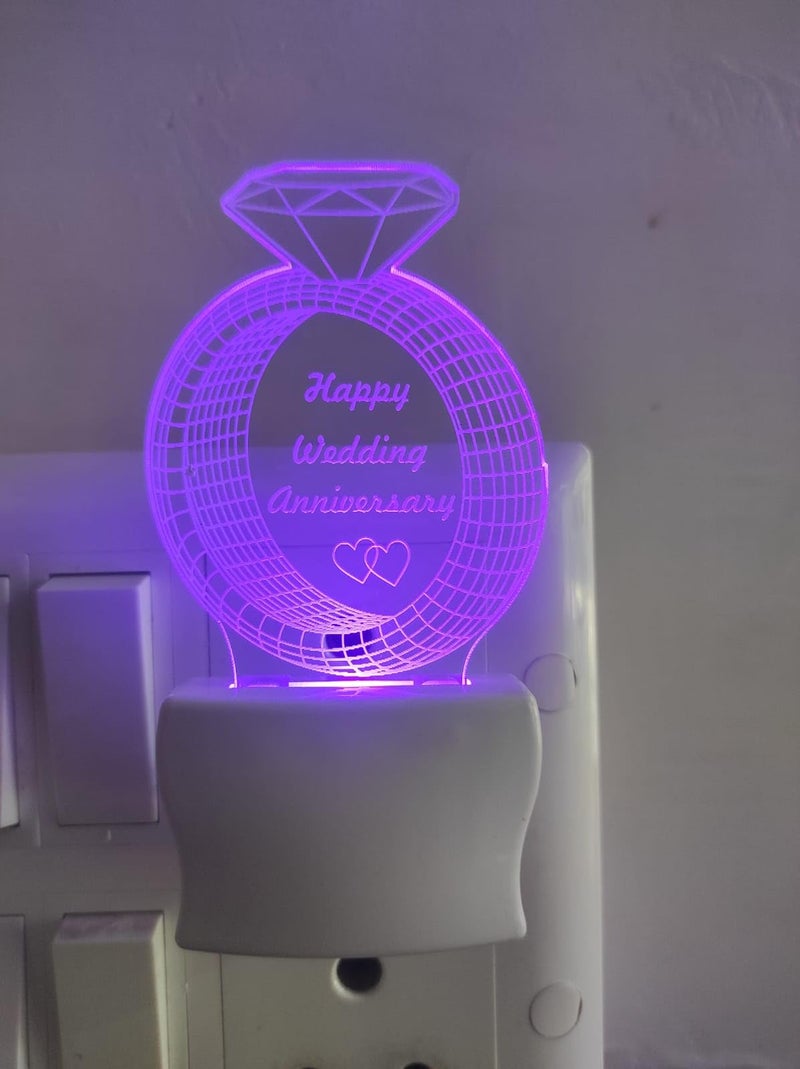 UNJIYA HAPPEY Wedding Anniversary Design Acrylic LED Lamp Multicolor Auto Change (Pack of 1) - Image 4