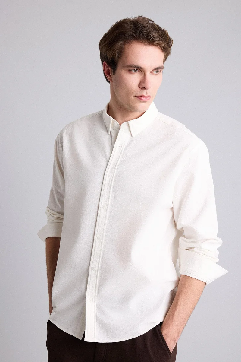 Defacto  Relax Fit Button Collar Cotton Long Sleeve Shirt for Men | Best Price UAE