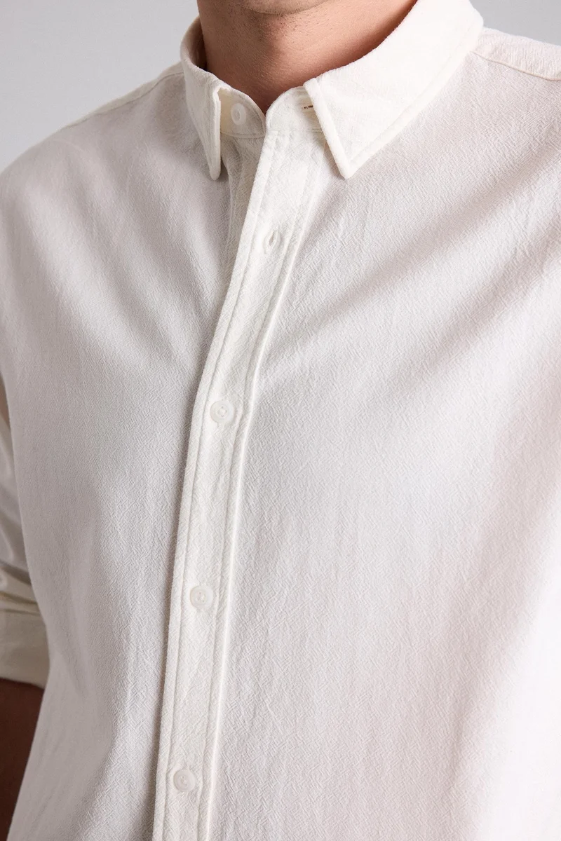 Defacto  Relax Fit Button Collar Cotton Long Sleeve Shirt for Men | Best Price UAE