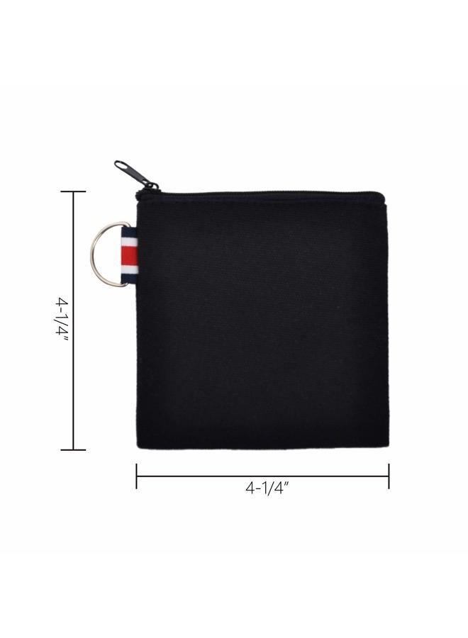 Muka 12 Pack Coin Purse with Carabiner Black Cotton Canvas Pouch 4-1/4 x 4-1/4 Inches - Image 2