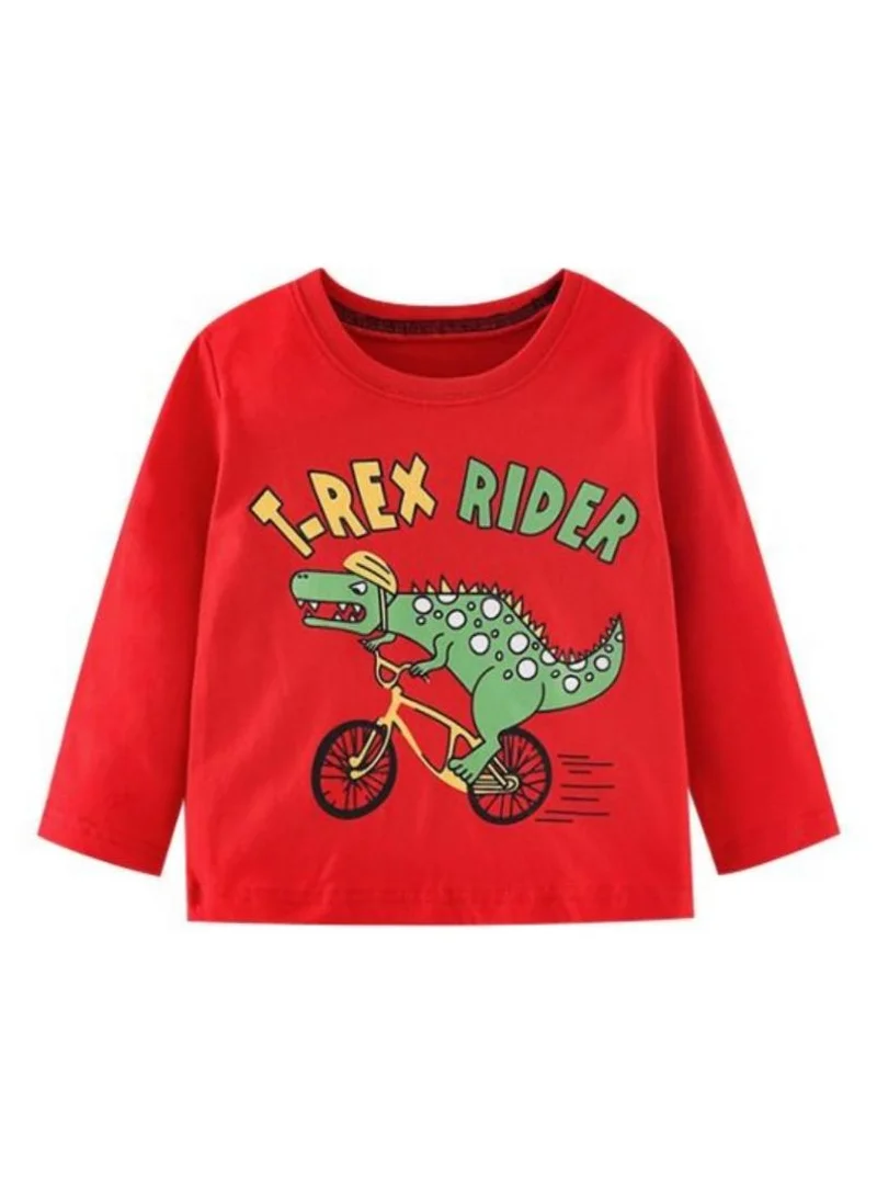 YUNIQEE Red Printed Round Neck Cotton T-shirt