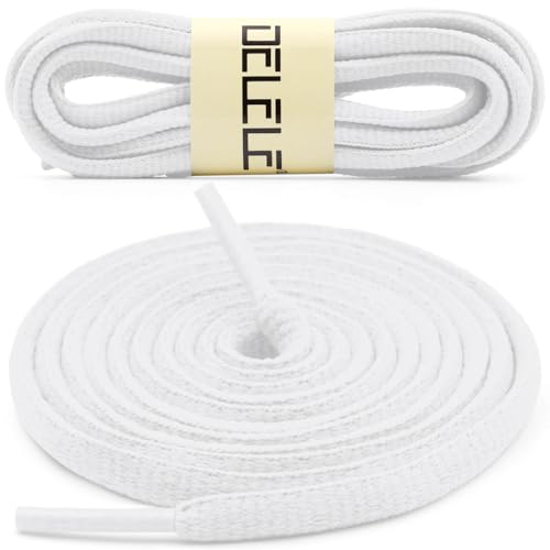 DELELE 2Pair Oval Shoes laces 42 Colors Half Round 1/4" Athletic ShoeLaces for Sport/Running Shoes Shoe Strings White -45 inch - Image 2