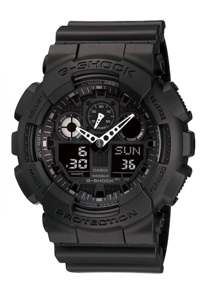 CASIO Casio G-Shock Black Samurai Dual Display Large Dial Sports Waterproof Watch Night Knight GA-100-1A  - Image 1