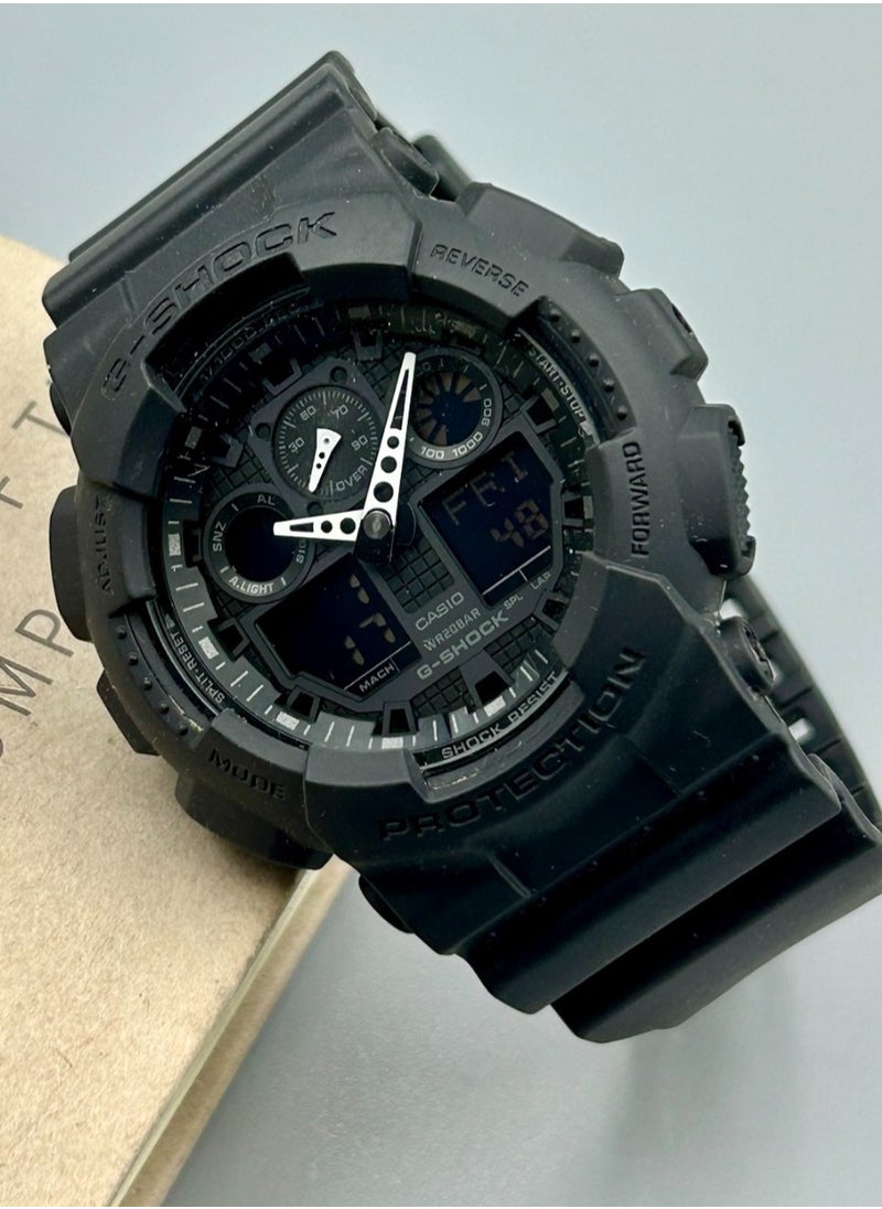 CASIO Casio G-Shock Black Samurai Dual Display Large Dial Sports Waterproof Watch Night Knight GA-100-1A  - Image 4