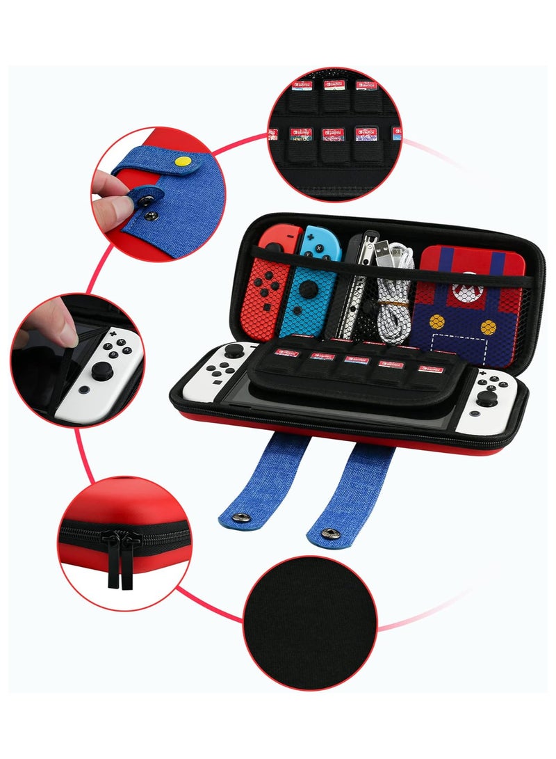 4-in-1 Switch Carrying Case for Nintendo Switch OLED, Portable Travel Case with Hard Cover Case, Screen Protector and Thumb Grip Caps, Carry bag with Game Holders for Switch OLED - Image 2