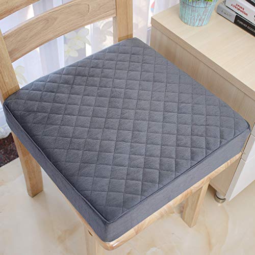 COMFORTANZA Soft 16x16x3 Memory Foam Seat Cushion for Kitchen, Dining, Office Chairs, Car Seats - Washable Velvety Cover with Waterproof Layer & Non-Slip Base - Comfort & Back Pain Relief - Gray - Image 2