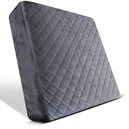 COMFORTANZA Soft 16x16x3 Memory Foam Seat Cushion for Kitchen, Dining, Office Chairs, Car Seats - Washable Velvety Cover with Waterproof Layer & Non-Slip Base - Comfort & Back Pain Relief - Gray - Image 1