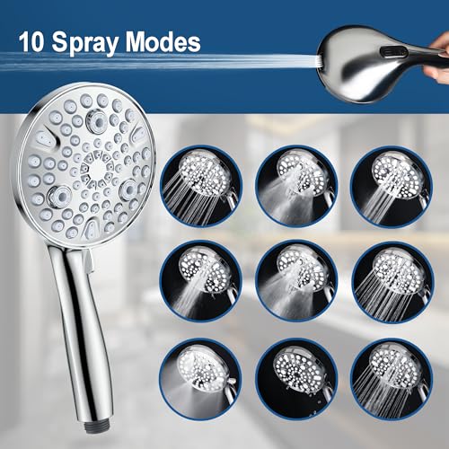 egretshower 7.5" Rotatable Dual Shower Head with Handheld Combo, Kids Friendly Low 3-Way Diverter, Adjustable Slide Bar for Whole Family Use, Enjoy High Pressure Rainfall Spa Shower, Polished Chrome Finish - Image 5