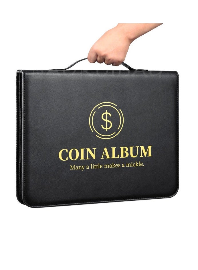 Currency Coin Album, Holder, 370 Pockets and Collecting Binder, 120 Paper Money Stamp Page Album Supplies for Collectors - Image 3