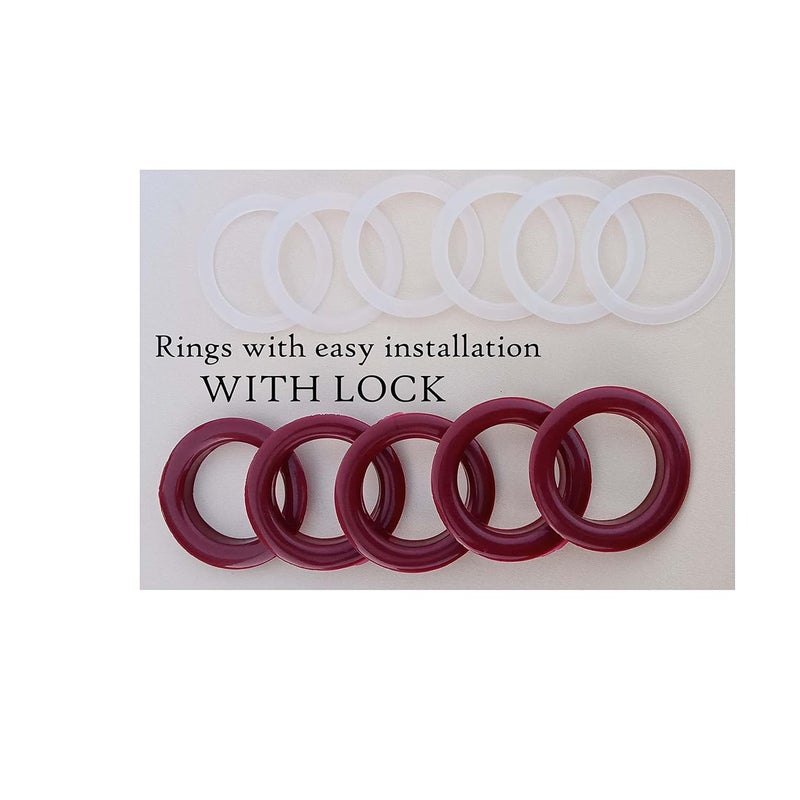 VANSH FASHION VANSH FASHION Plastic Curtain Eyelet Rings with Lock for Windows CurtainsDoor CurtainsPack of 100 Maroon - Image 5