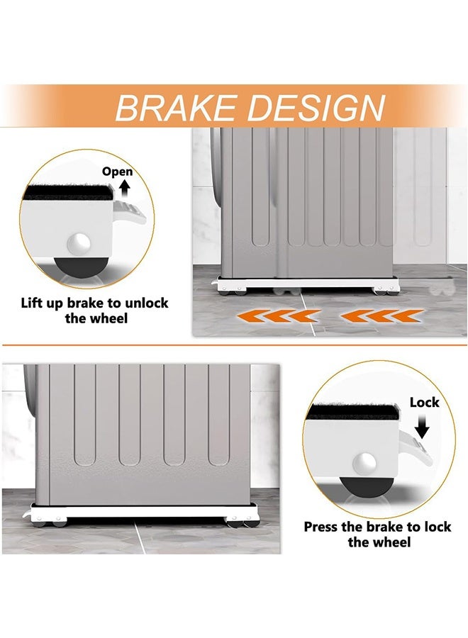 TodyJeyHo Washing Machine Base Transport Roller for Washing Machine Dryer Fridge up to 300 kg with 24 Wheels Brake, 44.5-72 cm Expandable (White) - Image 3