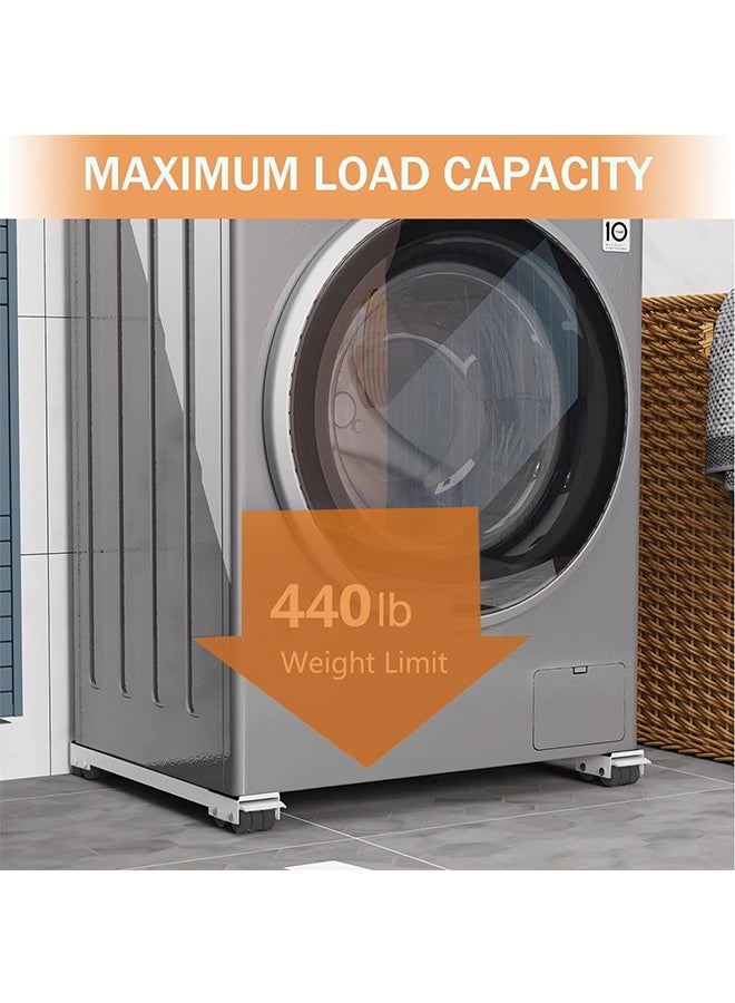 TodyJeyHo Washing Machine Base Transport Roller for Washing Machine Dryer Fridge up to 300 kg with 24 Wheels Brake, 44.5-72 cm Expandable (White) - Image 5