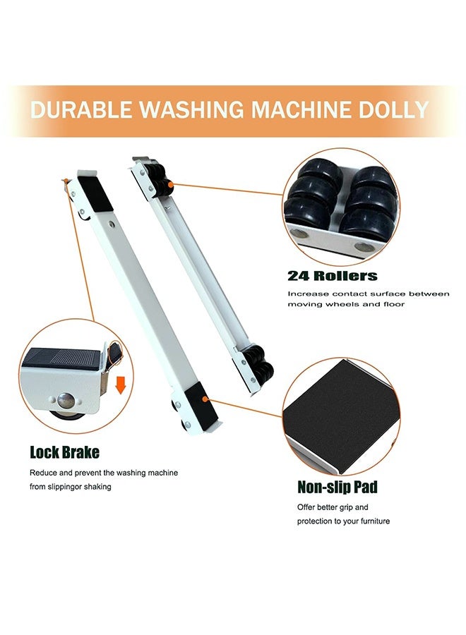 TodyJeyHo Washing Machine Base Transport Roller for Washing Machine Dryer Fridge up to 300 kg with 24 Wheels Brake, 44.5-72 cm Expandable (White) - Image 2