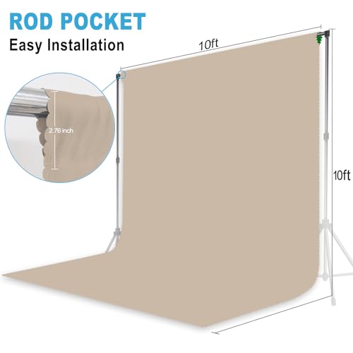 LYLYCTY Beige Backdrop for Photoshoot, Professional Photo Backdrop Background Curtain for Product Photography,Portraits, Wedding,Party,Live Streaming Video Recording 10X10 FT - Image 2