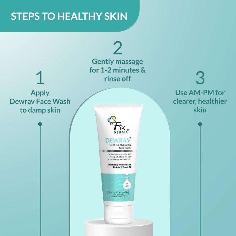 FIXDERMA غسول الوجه المرطب ديراف من فيكسرما مع 6 مستخلصات الشوفان وحمض الهيالورونيك وفيتامين ب5 وبيسابولول يهدئ البشرة المتهيجة ويوفر الترطيب غسول للوجه للبشرة الحساسة والجافة إلى العادية 100 مل - Image 5