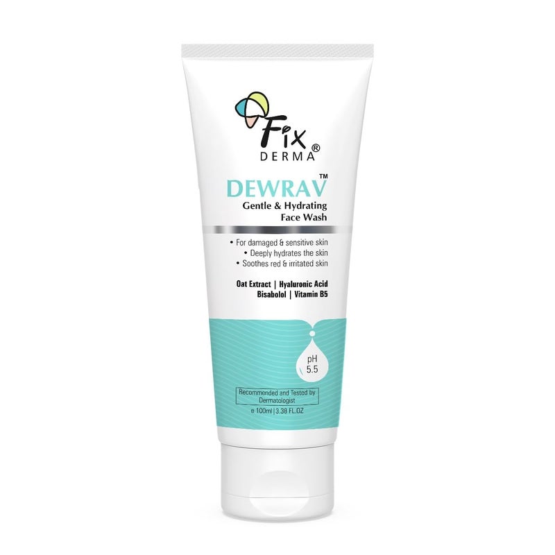 FIXDERMA غسول الوجه المرطب ديراف من فيكسرما مع 6 مستخلصات الشوفان وحمض الهيالورونيك وفيتامين ب5 وبيسابولول يهدئ البشرة المتهيجة ويوفر الترطيب غسول للوجه للبشرة الحساسة والجافة إلى العادية 100 مل - Image 1