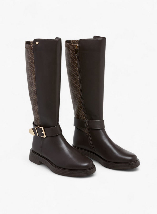 Celeste Women's Monogram Print High Shaft Boots with Zip Closure - Image 3