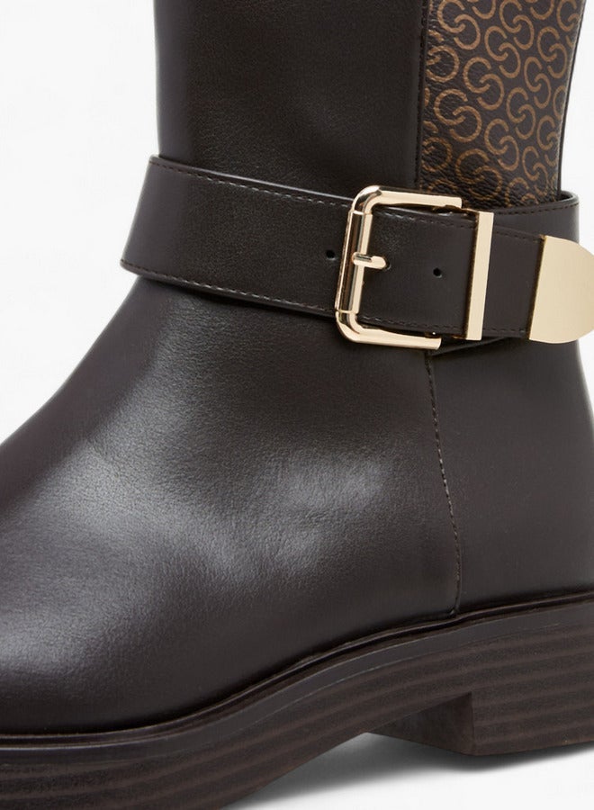 Celeste Women's Monogram Print High Shaft Boots with Zip Closure - Image 4