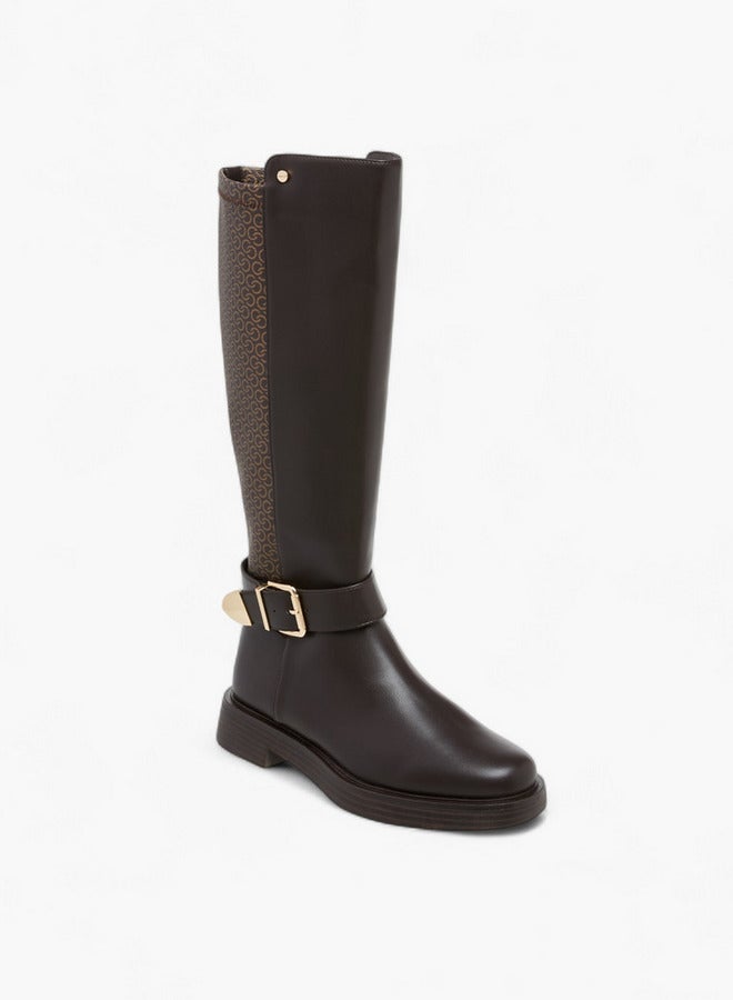 Celeste Women's Monogram Print High Shaft Boots with Zip Closure - Image 2