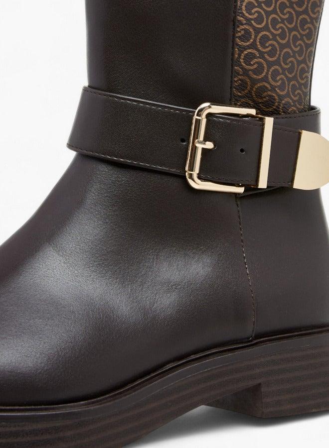 Celeste Women's Monogram Print High Shaft Boots with Zip Closure - Image 4