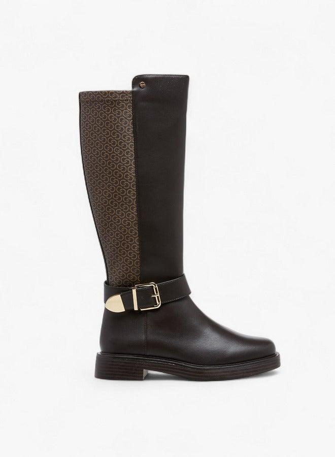 Celeste Women's Monogram Print High Shaft Boots with Zip Closure - Image 2