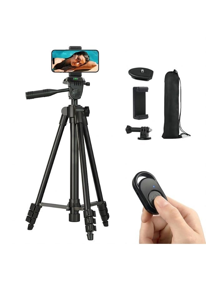 DUSALA Tripod for iPhone 42-Inch 106cm Lightweight Phone Tripod Stand with Remote & Phone Holder & GoPro Adapter Compatible with Android Cell Phone Camera & Laser Level | Matte Black - Image 1
