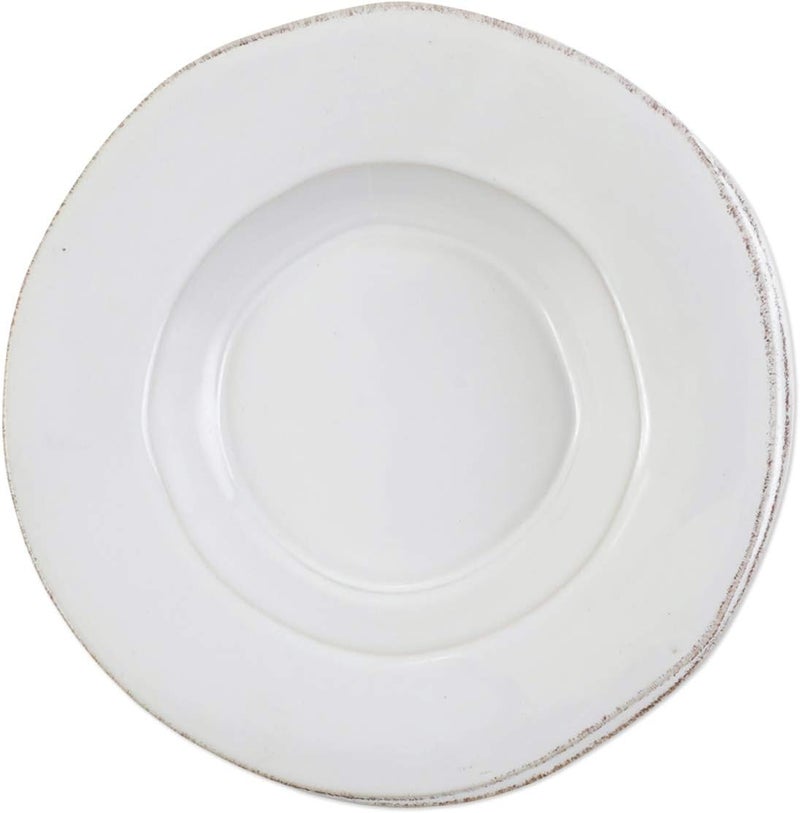 Vietri Vietri Lastra White Rimmed Pasta Bowl Soup Salad Spaghetti Server 1025 Stoneware Dish  - Image 1