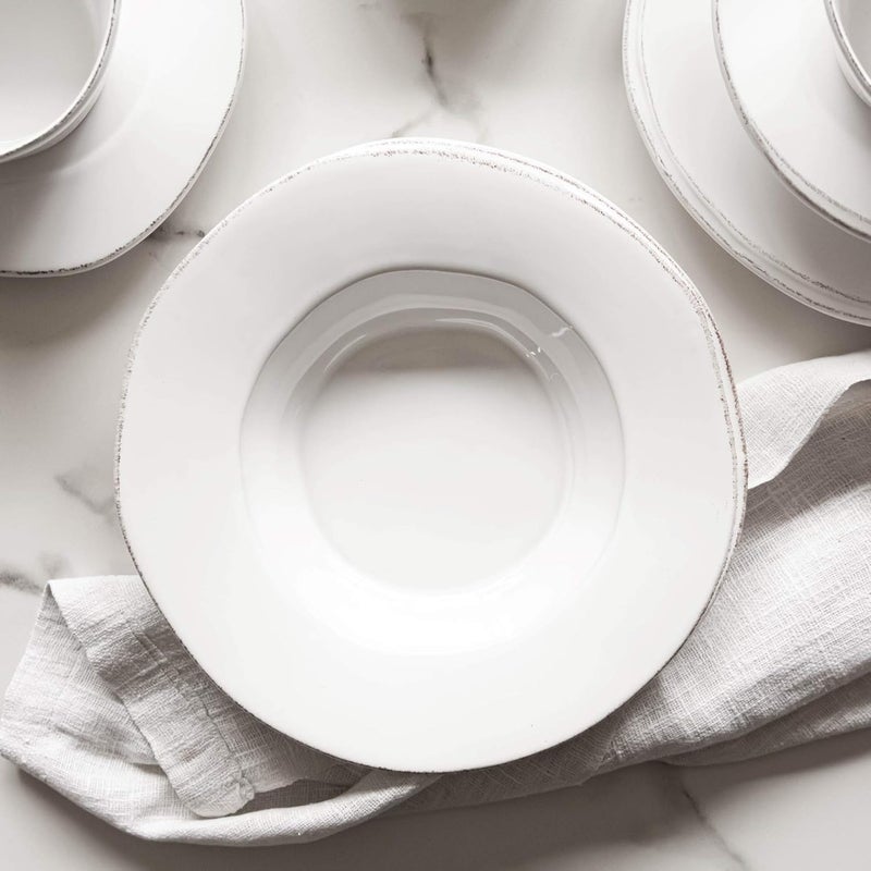 Vietri Vietri Lastra White Rimmed Pasta Bowl Soup Salad Spaghetti Server 1025 Stoneware Dish  - Image 4
