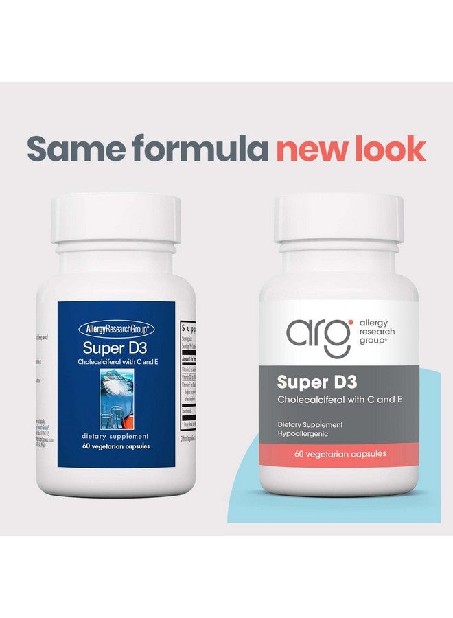 اليرجي ريسيرتش جروب مكمل غذائي سوبر دي 3 من مجموعة أبحاث الحساسية - دعم العظام والمناعة، كوليكالسيفيرول مع فيتامين سي وفيتامين إي، كبسولات نباتية، خالية من الجلوتين - 60 كبسولة - Image 2