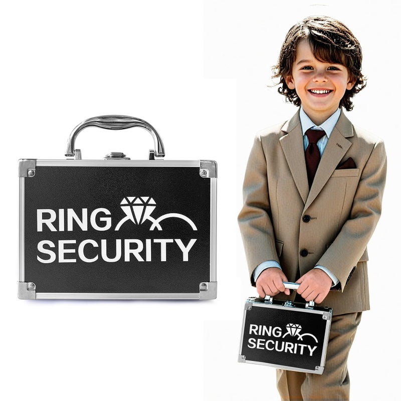 COSLANLEE Ring Bearer Security Briefcase with Holder Pad, Wedding Security Case Buckle Portable Ring Box for Proposal Ceremony, Special Agent Guard Protector for Boys to Carry - Image 1