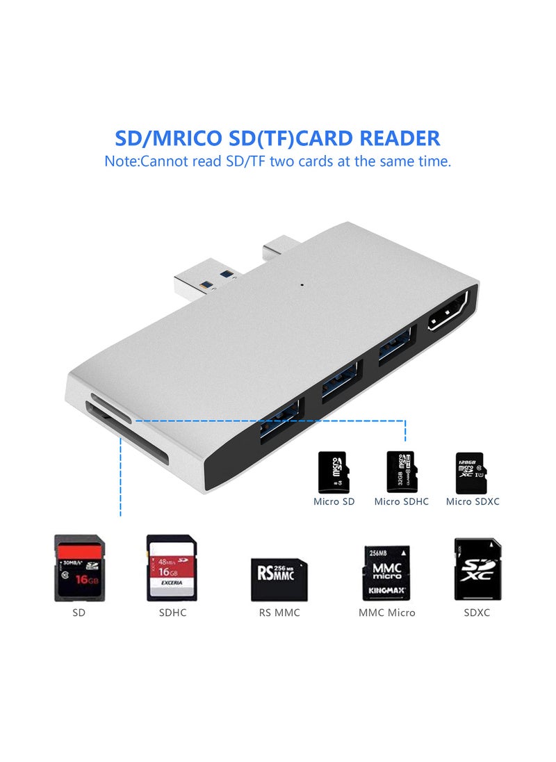 Rytaki Surface Pro 4/Pro 5/Pro 6 Docking Station USB Hub USB 3.0 Hub Adapter, SD & TF/Micro SD Memory Card Reader, 4K HDMI Port Converter Accessories for Microsoft Surface Pro 6/5/4  - Image 4