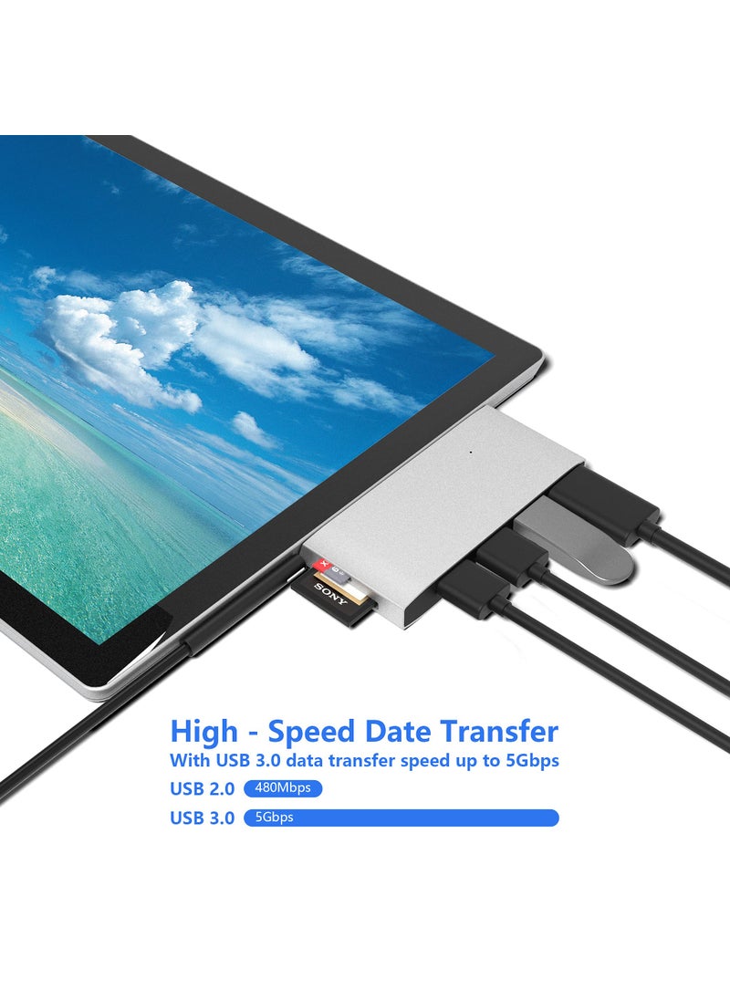 Rytaki Surface Pro 4/Pro 5/Pro 6 Docking Station USB Hub USB 3.0 Hub Adapter, SD & TF/Micro SD Memory Card Reader, 4K HDMI Port Converter Accessories for Microsoft Surface Pro 6/5/4  - Image 5