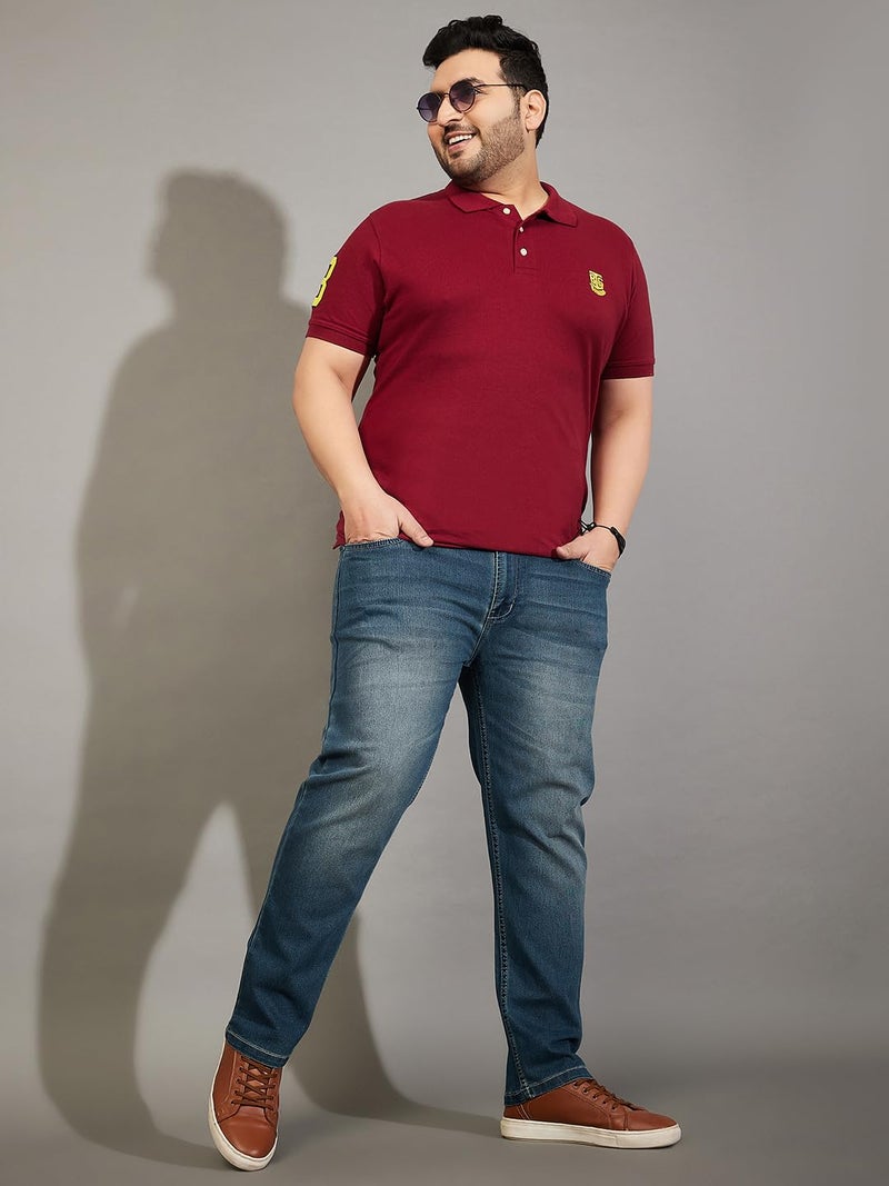 Bigbanana Plus Size Men's Regular Fit Washed Jeans (Russell,Blue,5XL) - Image 3