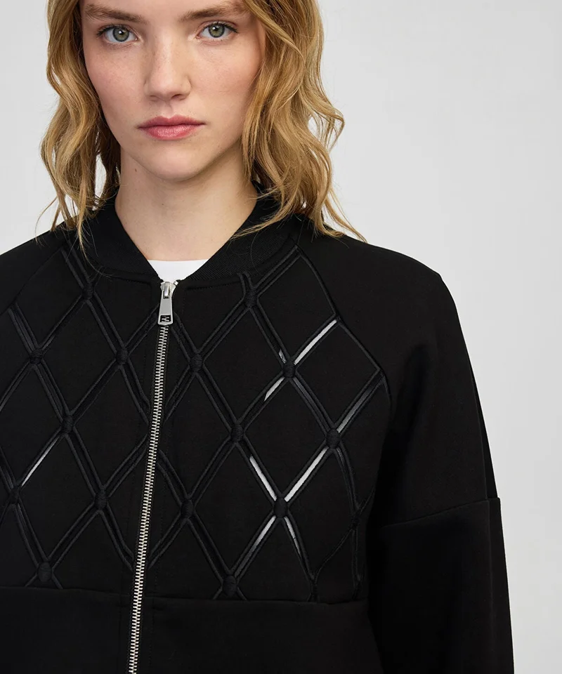 ابيكول Embroidered Zip-Up Sweatshirt