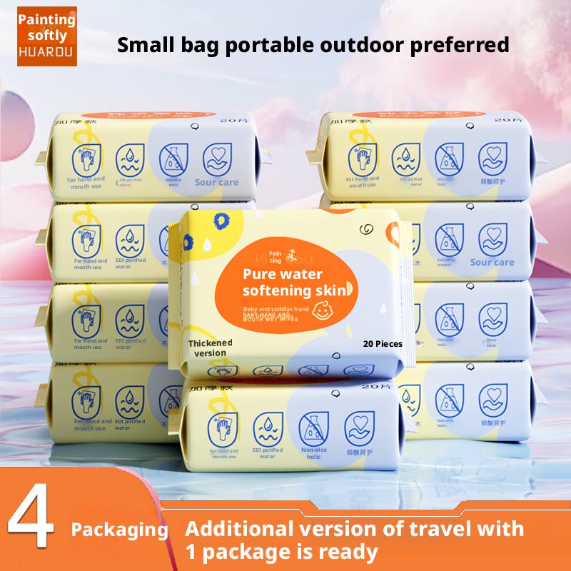 Huaro Baby Wet Wipes - 20 Count, Pack of 4, Unscented, Portable - Image 1