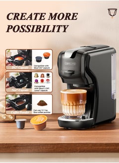 Cafelffe 3-In-1 Automatic Capsule Coffee Machine Compatible with NES Dolce Gusto And Ground Coffee 19 Bar Pressure Espresso Coffee Maker Hot/Cold Brewing Adjustable Strength Matte Black  - Image 3
