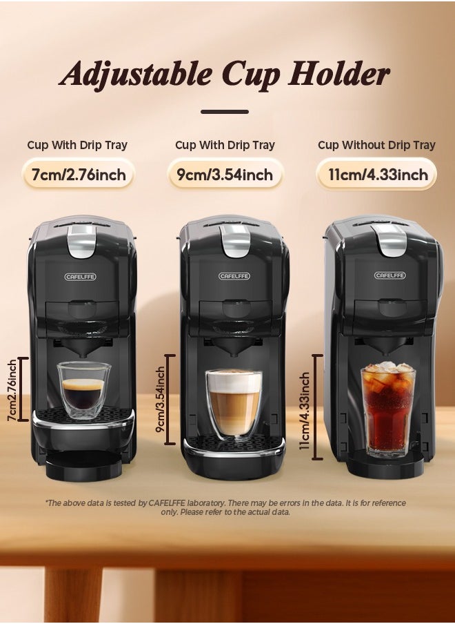 كافلف - ماكينة صنع قهوة الكبسولات الأوتوماتيكية 3 في 1 متوافقة مع NES Dolce Gusto والقهوة المطحونة وماكينة صنع قهوة الإسبريسو بضغط 19 بار وتحضير ساخن/بارد وقوة قابلة للتعديل باللون الأسود غير اللامع - Image 1