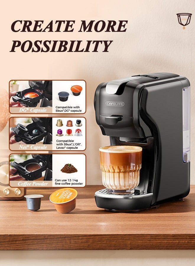 Cafelffe 3-In-1 Automatic Capsule Coffee Machine Compatible with NES Dolce Gusto And Ground Coffee 19 Bar Pressure Espresso Coffee Maker Hot/Cold Brewing Adjustable Strength Matte Black - Image 4