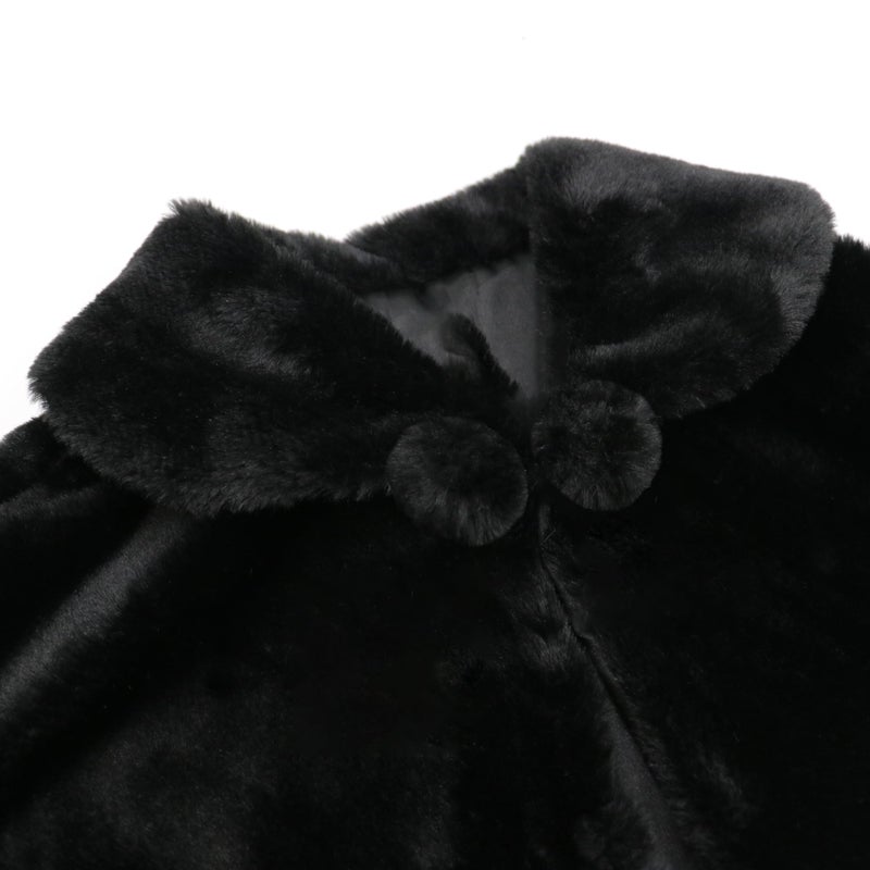 SK Studio Girls Princess Faux Fur Flower Girls Bolero Shrug Party Wedding Dress Up Black - Image 2
