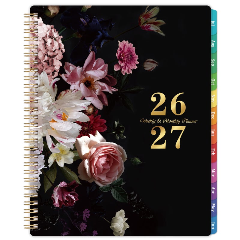 Vindora 2026-2027 Planner - JUL. 2026 - JUN. 2027, 8" x 10", Weekly and Monthly Academic Planner 2026-2027, Academic Weekly Calendar Spiral Bound with Sturdy Cover, Monthly Tabs, Thick Paper, Twin-wire Binding - Image 1