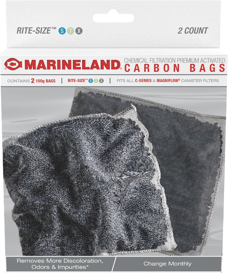 Marineland Premium Activated Carbon Bags for Aquarium Filtration - 2 Count, Rite-Size S, T, X - Image 1