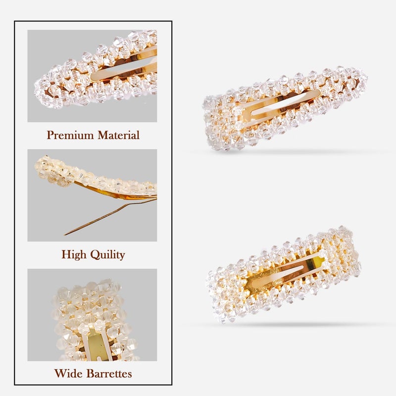 ANNACREATIONS ANNA CREATIONS Korean Style Tic Tac Clip Rhinestones Hairpin Shiny Crystal Hairclips Hair Barrettes Vintage Hair Accessories for Women  Girls Pack of 4 Pcs - Image 3